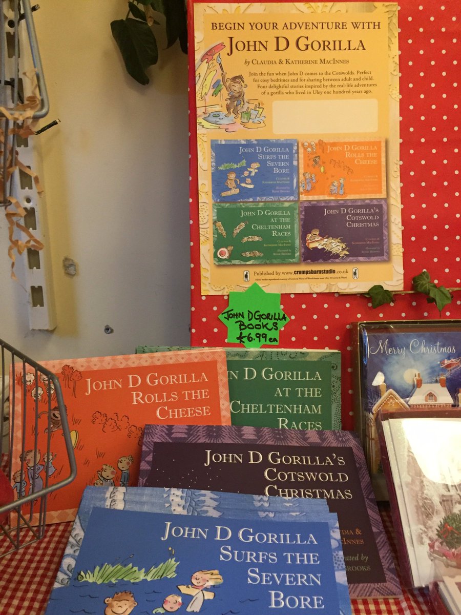 Spotted the magical <a href="/JohnDGorilla/">John D Gorilla Books</a> books in the window <a href="/UleyStores/">Uley CommunityStores</a>. We've got copies in stock too. These #ChildrensBooks are based on the real gorilla that lived in #Uley. Wonderful #christmaspresents folks!