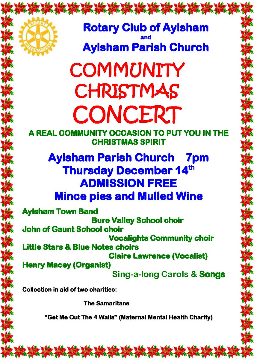Come along to our Community Carol Concert at 7pm at Aylsham Parish Church tomorrow - free entry