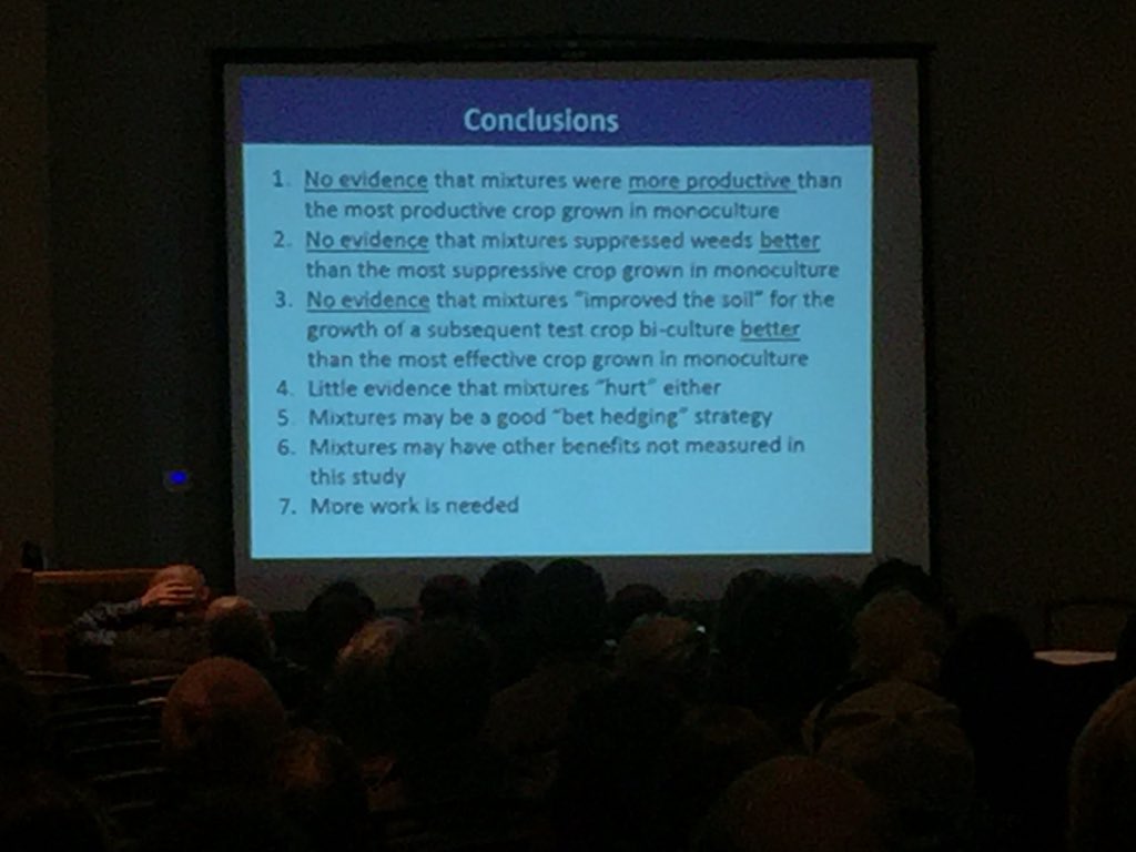 UNHExtension's tweet photo. Further conclusions from Smith's research on cover crop mixtures compared to monoculture cover crops. #NEVFC https://t.co/7cTnXLo7nv