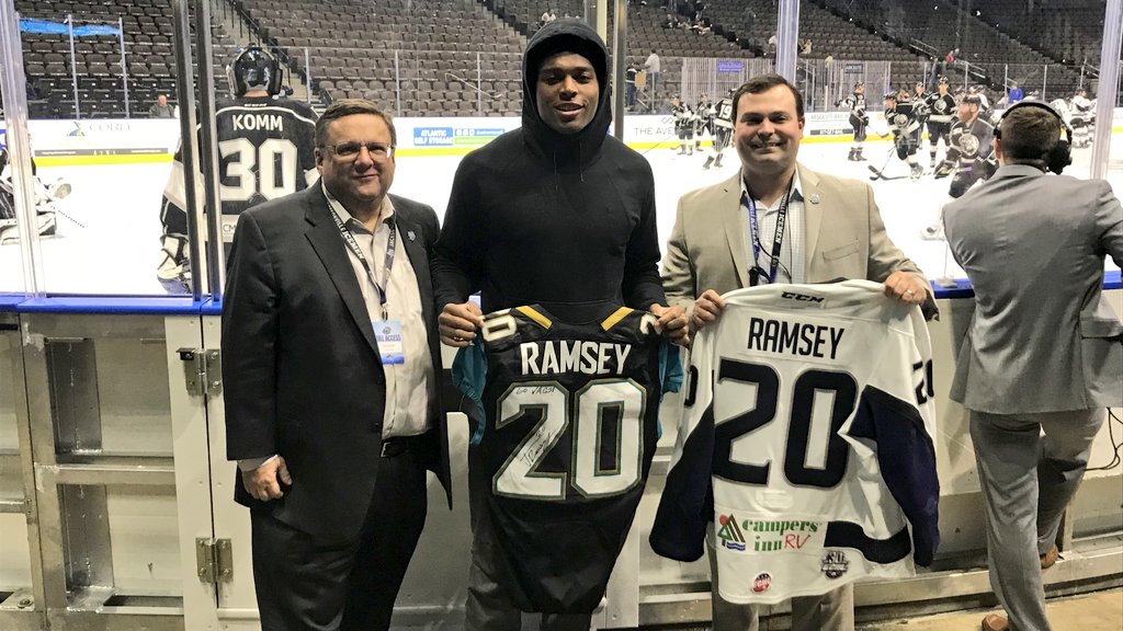 Jaguars's tweet photo. The next @JaxIcemen or just dropping the puck at tonight's game...🤔 https://t.co/RXzprKvi8Z