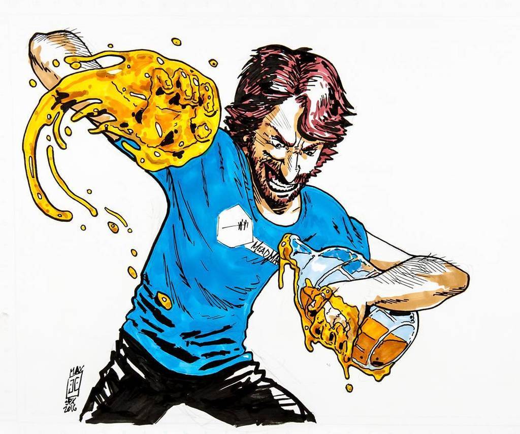 Finally got around to digitizing some commissions. Here is <a href="/meaddrinkr/">Tysen MeadDrinkr</a> w/ mad #mead making skills by @maxcurriecomics from #SPX2016.