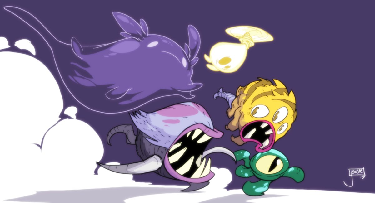 Got some #OxygenNotIncluded creatures into one shot! The slickster, puft, hatch, shine bug and morb (my fave)! Thanks to everyone dropping by the stream yesterday!