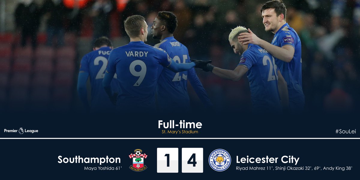 It's all over here at St. Mary's Stadium. Southampton 1-4 Leicester City. #SouLei