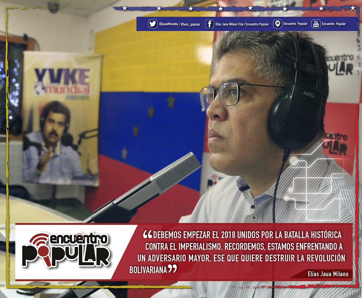 #AsíLoDijoJaua "Debemos empezar el 2018 unidos por la batalla histórica contra el imperialismo. Recordemos, estamos enfrentado un adversario mayor, ese que quiere destruir la Revolución Bolivariana"