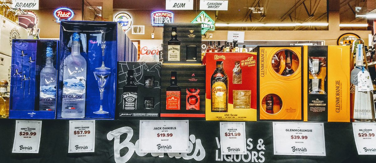 The gift no one ever returns, BOOZE! These gift sets are now on sale at Bernie's.