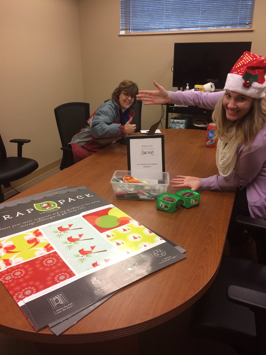 youthvillagesOR's tweet photo. In our Redmond office today, some staff finished all the #holidayheroes wrapping and some fun holiday spirit! Thanks again, @SCRAPPDX for the wrapping materials! #scrappdx https://t.co/dWrMaAjQLg