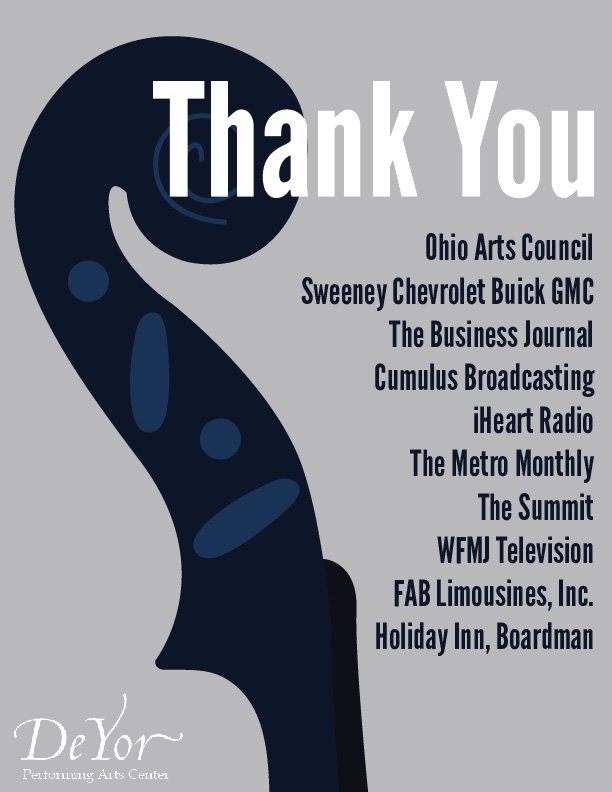 DeYor_PAC's tweet photo. A special thank you to our many generous sponsors for the Youngstown Symphony Orchestra. We could not bring these wonderful shows to Youngstown if it was not for your support! #DeYor #MyYSO #YourSymphony #Youngstown #ThankYou https://t.co/1pmdc2eyAn