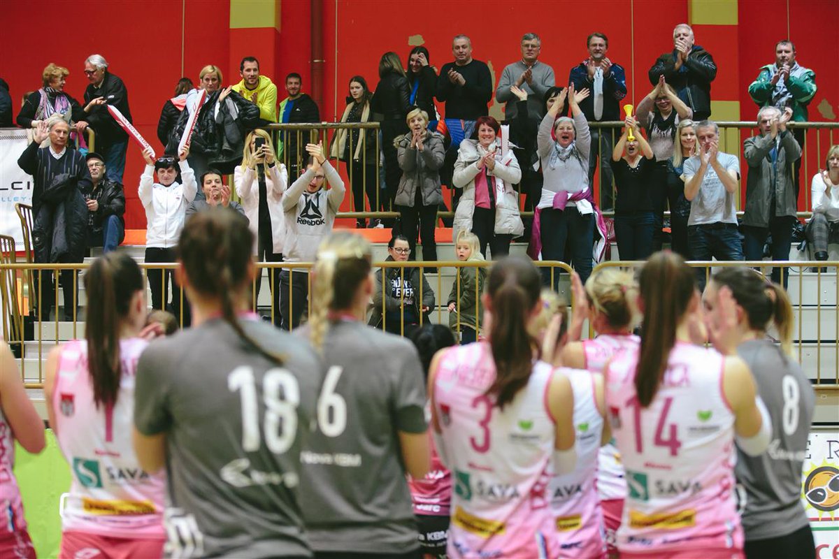 CEVolleyball's tweet photo. Time for some of the best photos of the night, featuring some keen @SliedrechtSport fans, @NKBM_Volley celebrating their win in front of the crowd, a keen photographer and @vc_minsk power at the net! #CEVChallengeCupW #CEVCupW https://t.co/SESek3JFS7