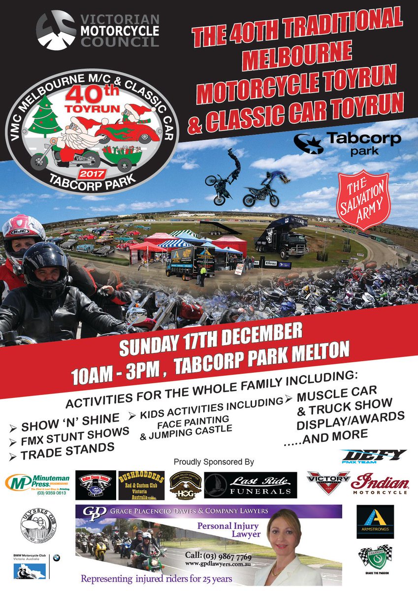CarsofAustralia's tweet image. The 40th Traditional Melbourne Motorcycle And Classic Car Toyrun will be held on Sunday 17 December 2017 at Tabcorp Park, 2 Ferris Road, #Melton VIC carsofaustralia.com.au/whats_on.php?d…