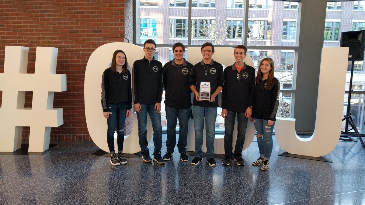 NU_Robotics's tweet photo. Congrats to #6008d @deltaforce6008d on winning the #Excellence Award at the #CBJ #VEXRobotics Qualifier today!! #NUpride https://t.co/eP28aR9WDH
