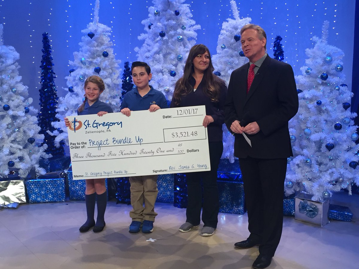WTAE's tweet photo. Thanks for the donation to @ProjectBundleUp, @Saint_Gregs! https://t.co/yMSxcboNxq