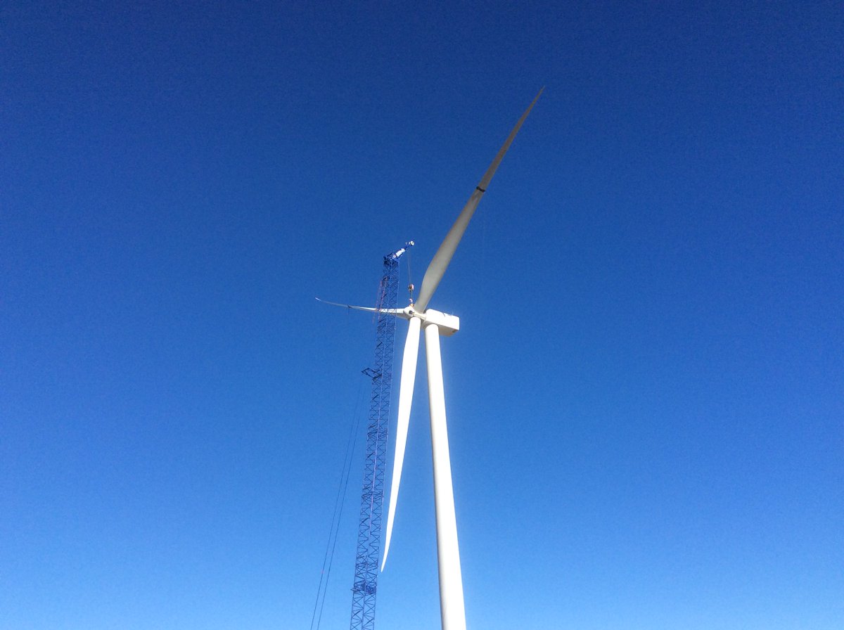 TuleWind's tweet photo. Hot off the press! Tule Wind finished erecting all 57 turbines today. We’ve started to commission turbines and produce test power. More to come! https://t.co/nen8FbbBC4