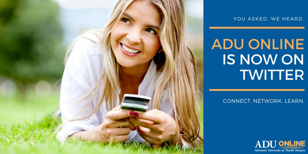 AHUonlinesocial's tweet photo. Connecting just got easier! ADU Online is now on Twitter. @ADUonlinesocial https://t.co/HopmxMznx5