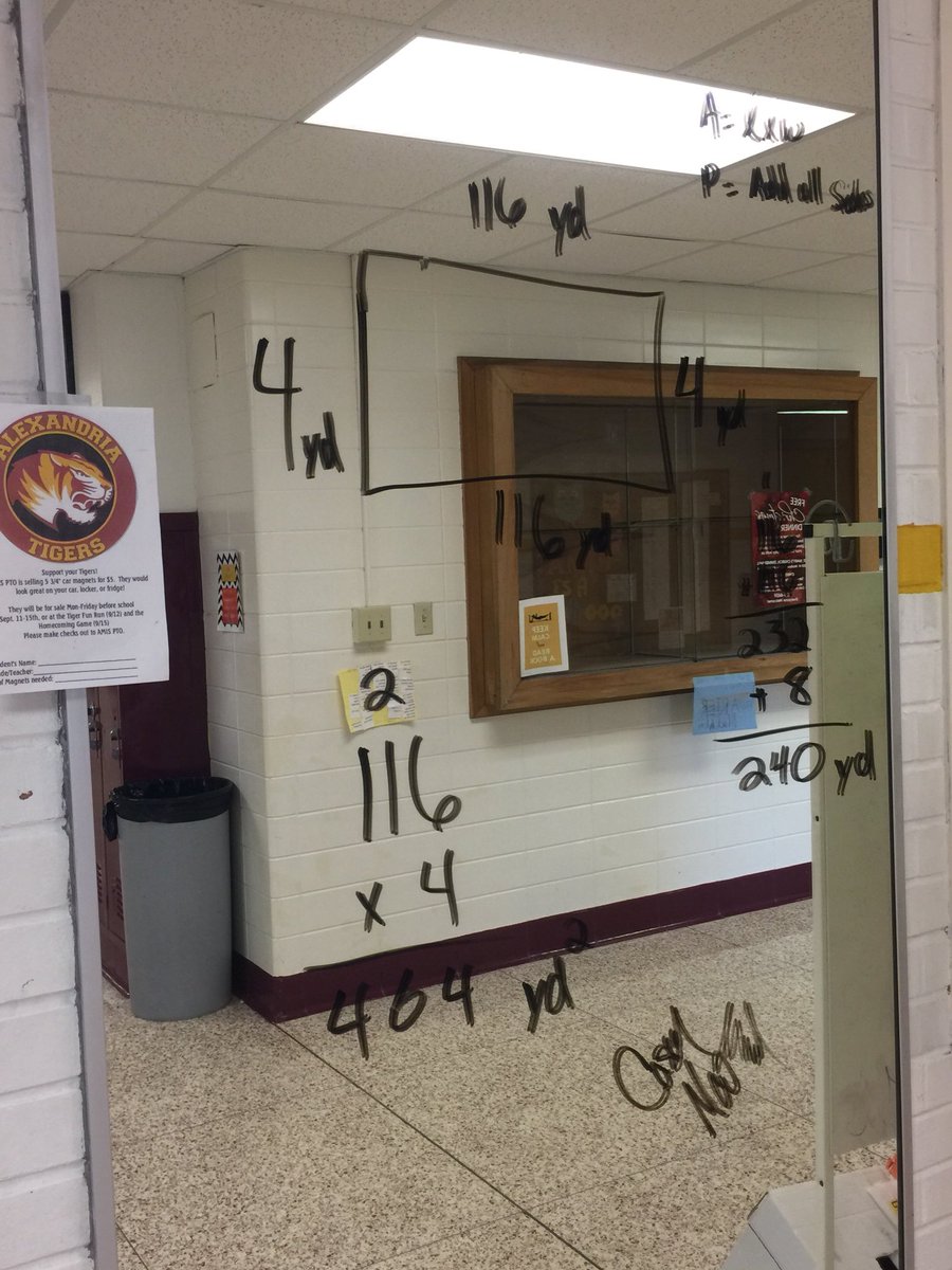 CaseyMattingly's tweet photo. Teaching Area and Perimeter this week in the hallway. Had to get the kids out of their seats! #AlexEdChat #DisruptionEdu @MrBartmas @AlexSupt https://t.co/IGakt0vp4g