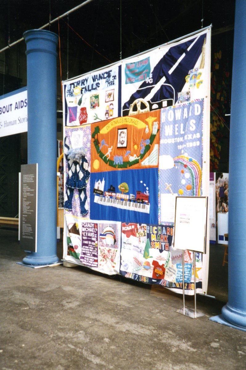 exploratorium's tweet image. #WorldsAIDSDay we remember all the lives lost, recognize the progress made, and support the community work to be done as we come together for solutions.

Photos from the Explo archives: Hosting the @AIDSQuilt at “What About AIDS?: Science, Art &amp;amp; Human Stories” Exhibition, 1996