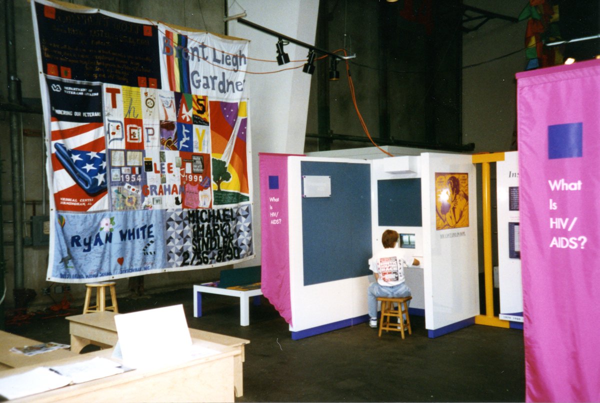 exploratorium's tweet image. #WorldsAIDSDay we remember all the lives lost, recognize the progress made, and support the community work to be done as we come together for solutions.

Photos from the Explo archives: Hosting the @AIDSQuilt at “What About AIDS?: Science, Art &amp;amp; Human Stories” Exhibition, 1996