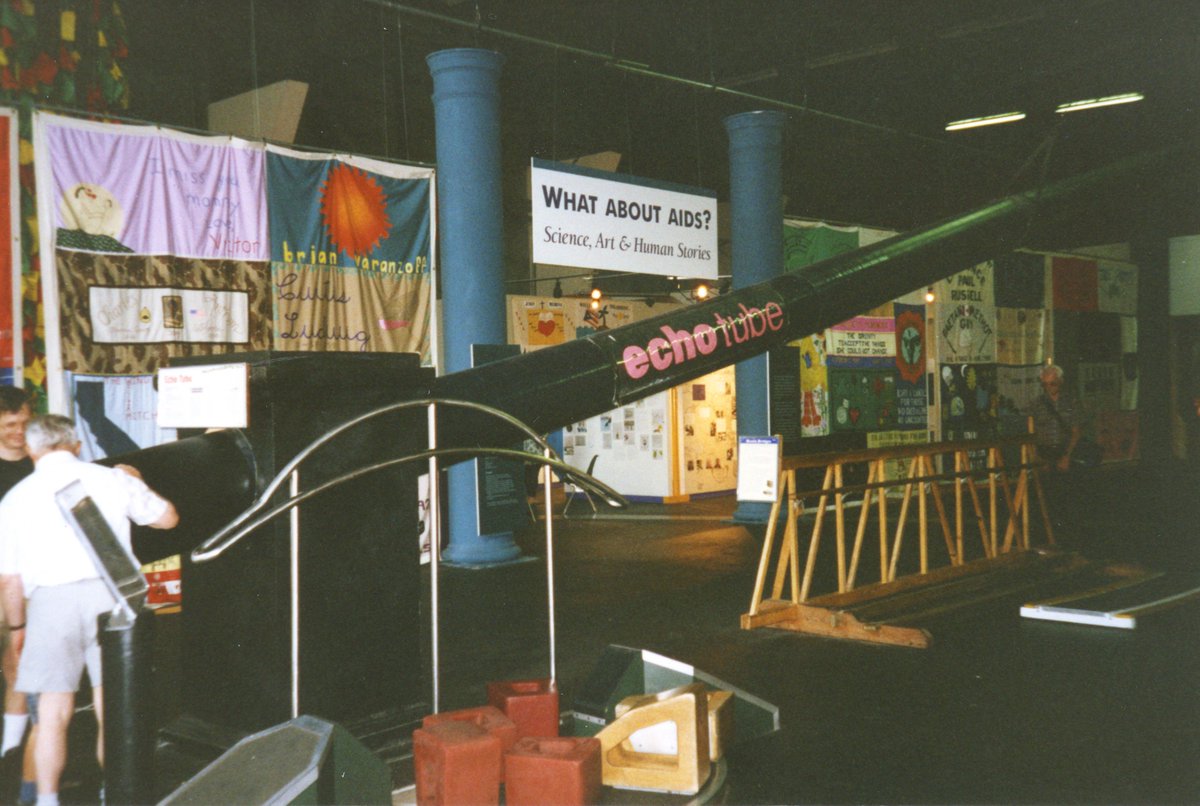 exploratorium's tweet image. #WorldsAIDSDay we remember all the lives lost, recognize the progress made, and support the community work to be done as we come together for solutions.

Photos from the Explo archives: Hosting the @AIDSQuilt at “What About AIDS?: Science, Art &amp;amp; Human Stories” Exhibition, 1996