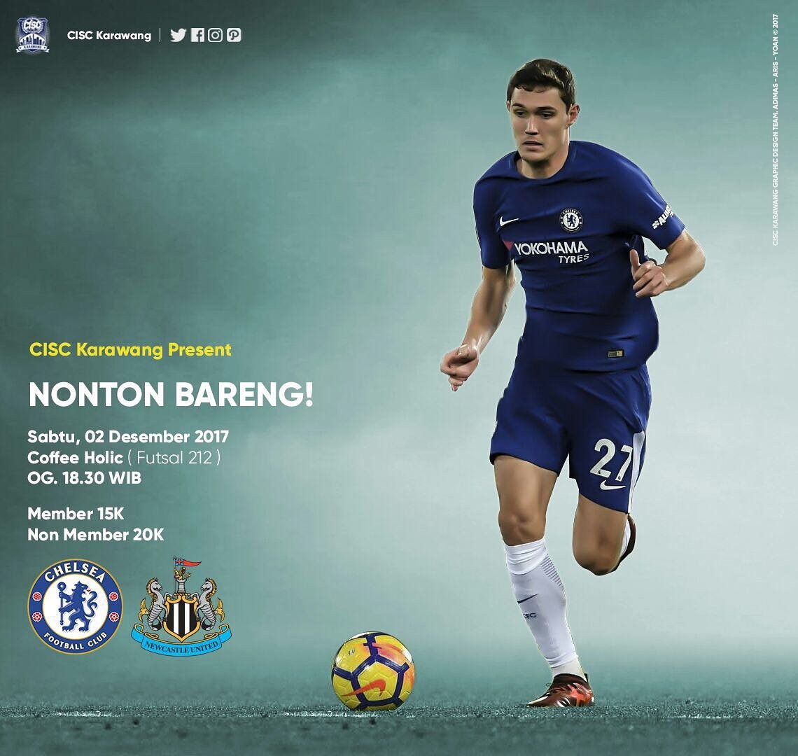 CISCkarawang's tweet photo. π£ CISC KARAWANG NONTON BARENG PREMIER LEAGUE π£
CHELSEA vs Newcastle United
π
: Sabtu, 02-Desember-2017
π: Cofee hollic (Futsal 212)
π: 18:30 wib
π·: 15K (member) / 20K (non)
#ThisIsCISC #CISCKRW #WestJava #MeetNight4 #NonbarSeru https://t.co/M1NdEwZst2