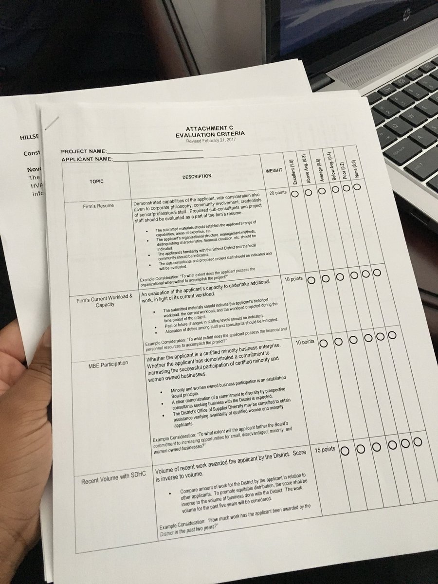 HCPSoperations's tweet photo. Today’s Selection Committee for Design Professionals examine submissions for the upcoming @HCPSGorrieES HVAC project. #BehindTheScenes #VendorSelectionProcess https://t.co/5aApcZCcQw