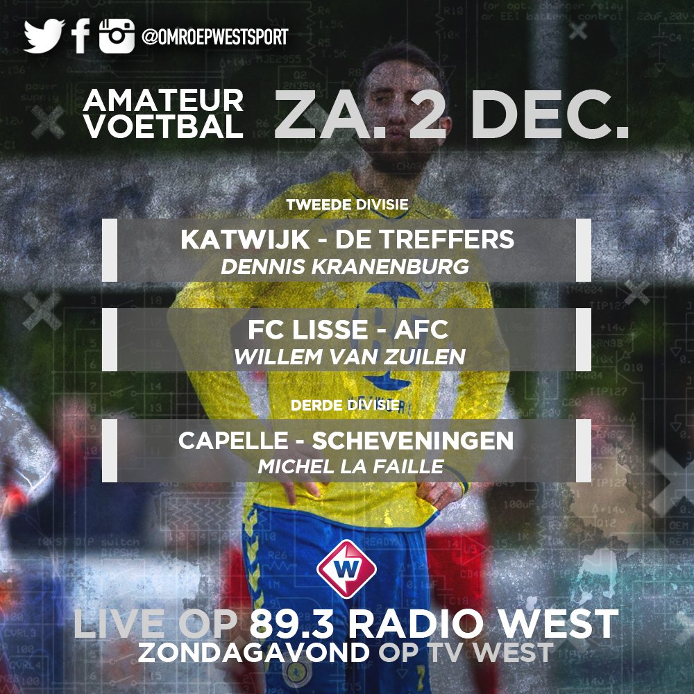 OmroepWestSport's tweet photo. ⚽ MATCHDAY!

Geen zin om de kou ❄️ te trotseren voor een voetbalwedstrijd vanmiddag? Geen punt! Op 89.3 Radio West zijn wij er vanaf 14.00 uur weer met veel amateurvoetbal... Je hoeft dus niets te missen!

#kattre #lisafc #capsch https://t.co/58DkDzFrH1