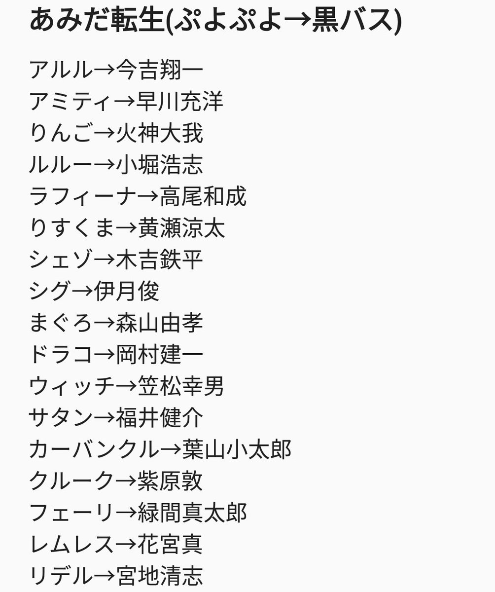 彗和さん 文ストとヒプマイに沼ってるなう 藍星天氏のネタ纏め ぷよぷよ 黒バスのあみだ転生 やろうと思ってさ あみだまでしたけどさ 事故りすぎてやめた W そもそも元のキャラ的にアルル 今吉とか何があった事故りすぎだろってなった結果