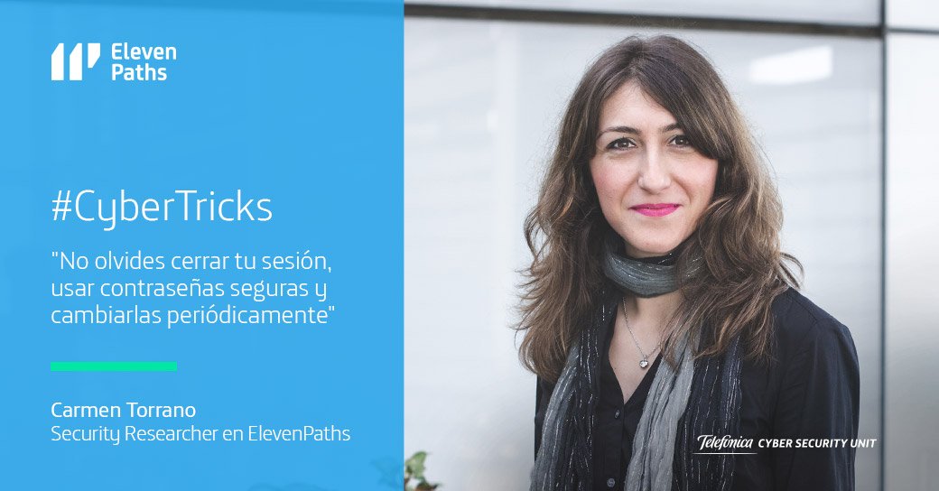 ElevenPaths's tweet image. &quot;No olvides cerrar tu sesión, usar contraseñas seguras y cambiarlas periódicamente&quot;, por @ctorranog 
#CyberTricks #ciberconsejos #DíaMundialDeLaCiberseguridad #expertos ow.ly/aN9D30gTpRN