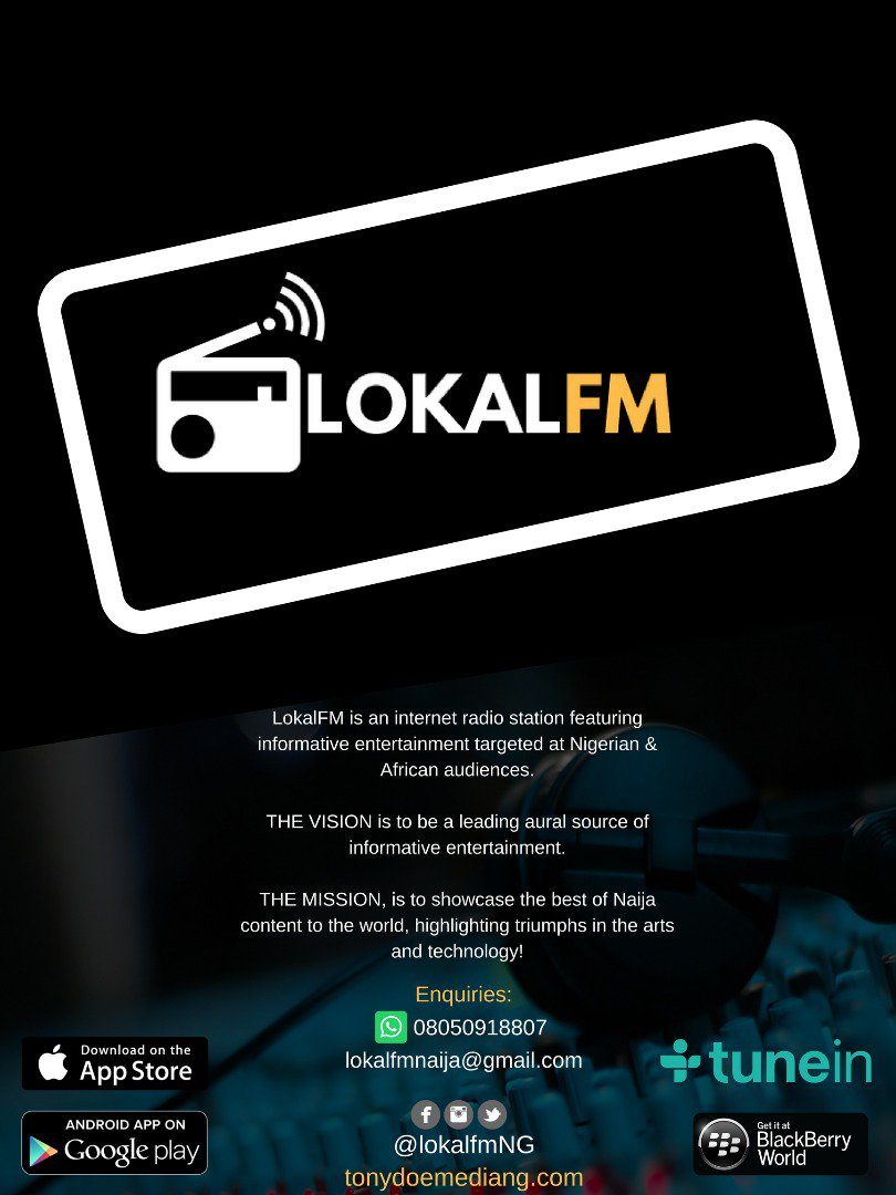 lokalfmNG's tweet photo. No miss our beta lineup of informative podcasts for your listening pleasure today...
@BehindRadio 1pm
#NigerianAmerican w @eLDeeTheDon 2pm
#aCorpersDiary w @LadyToluu 3pm
Plus the best selection of Naija hits all day! #WAT https://t.co/TzKrr7Pf9B