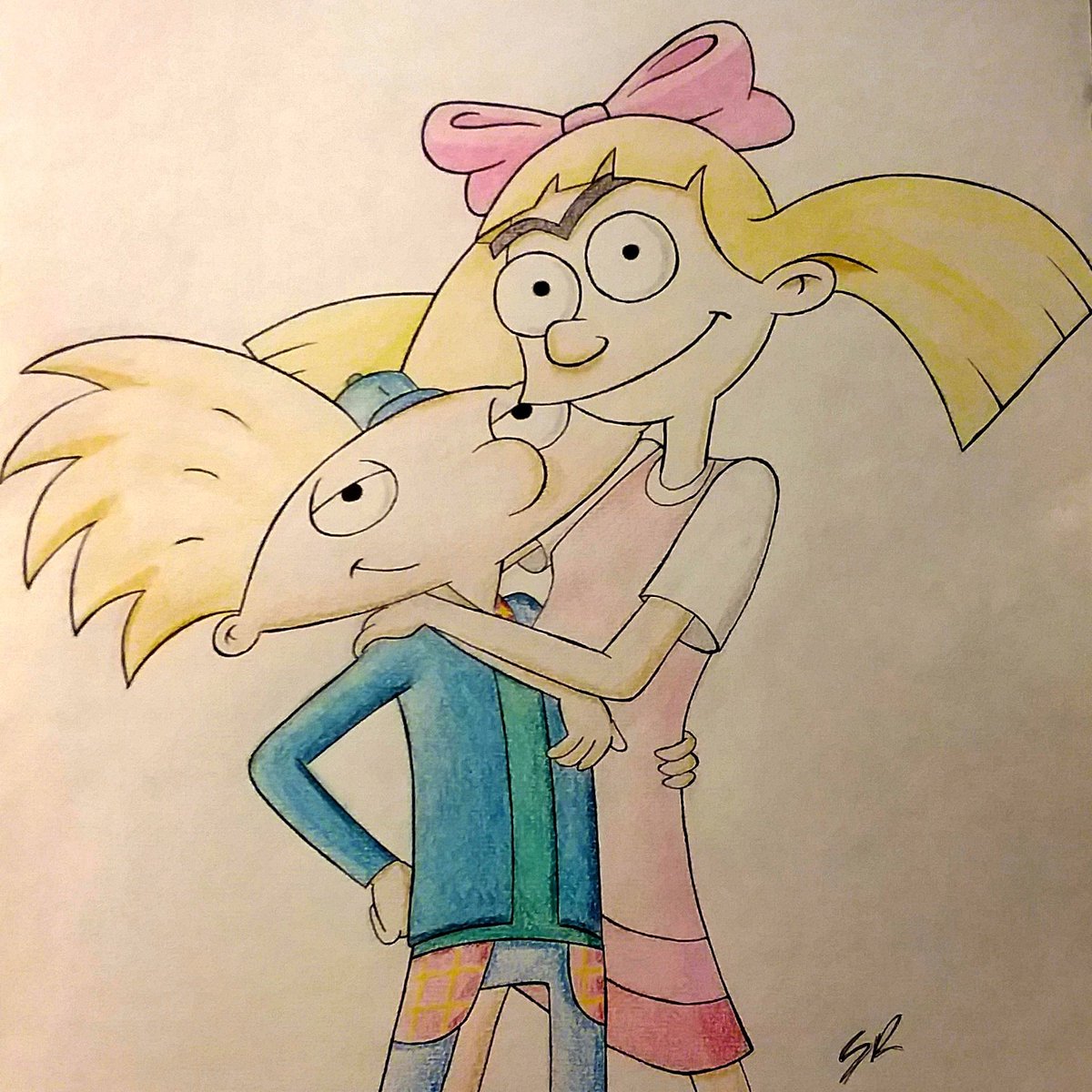 Coolygirl07's tweet photo. @FrancescaMSmith @lanetoran @Nickelodeon @HeyArnoldTweets  #HeyArnoldTheJungleMovie #HeyArnold My fan art pic for the Jungle movie, Helga n Arnold ❤❤❤ https://t.co/BcyaQeStFE