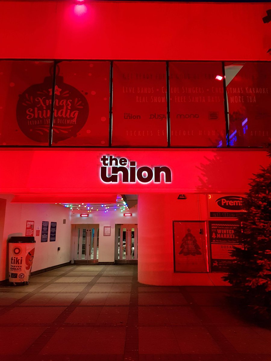 AIDSdayScot's tweet photo. Great pictures from @dundeeuni student association showing the union lit up red for #WorldAIDSDay #lightupscotland https://t.co/YwTgxBsgPP