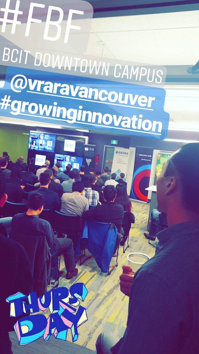 MyVANTUG's tweet photo. #fbf Last night our VP Comm. Relations Dani @mizthang with @vrara_vancouver #GrowingInnovation #VirtualReality #vrara #bcit #vanTUG #vanHUG https://t.co/ev7Mh3V1S5