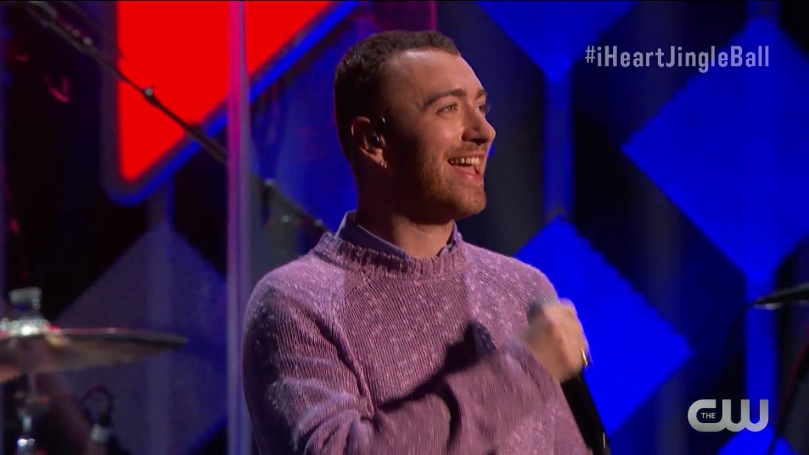 EmmaLynAvery's tweet photo. @AdelaineMorin, your husband @samsmithworld was perfect tonight @iHeartRadio. #jingleball #iHeartRadio https://t.co/w8p40M9rc8