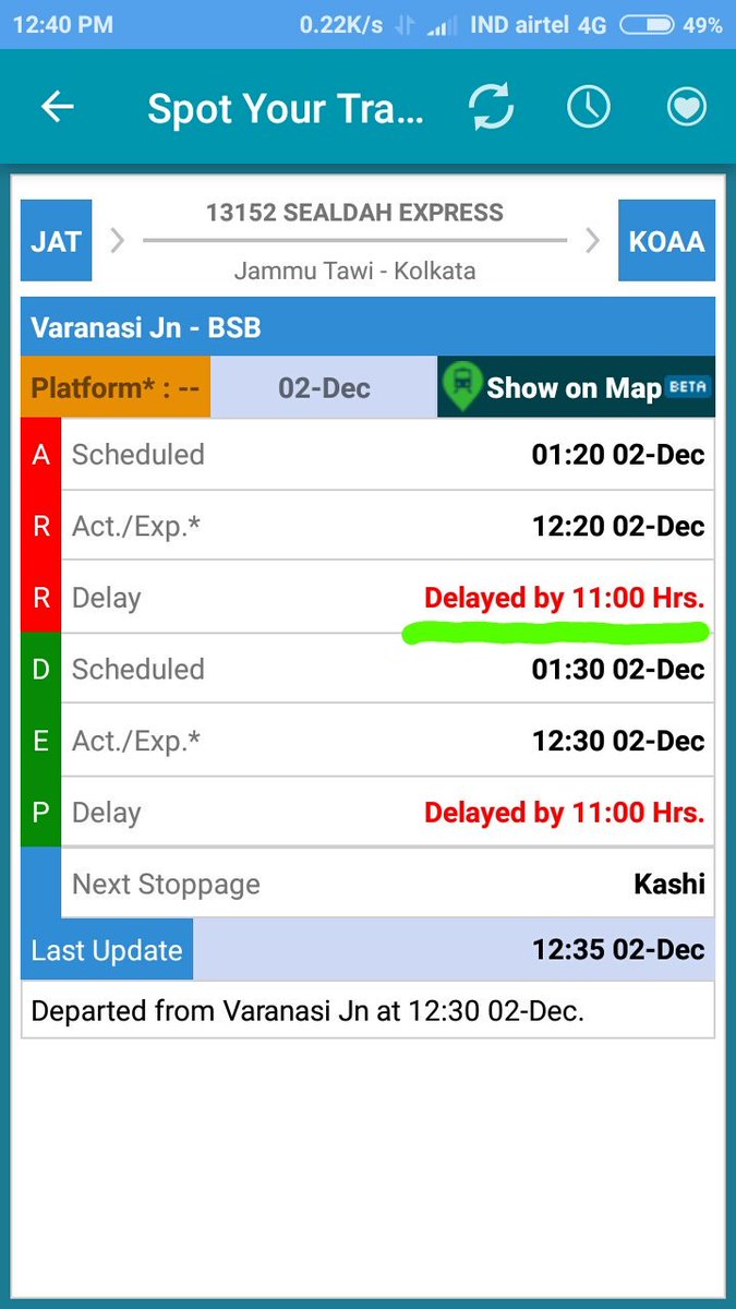 AhammadAliMolla's tweet photo. We r bound to love &amp; cherish ur services for ur #punctuality!! Only 11hrs #LateRunning till now &amp; increasing!! Jai #IndianRailways @RailMinIndia @PiyushGoyal @PiyushGoyalOffc https://t.co/ai6wRJpNYW
