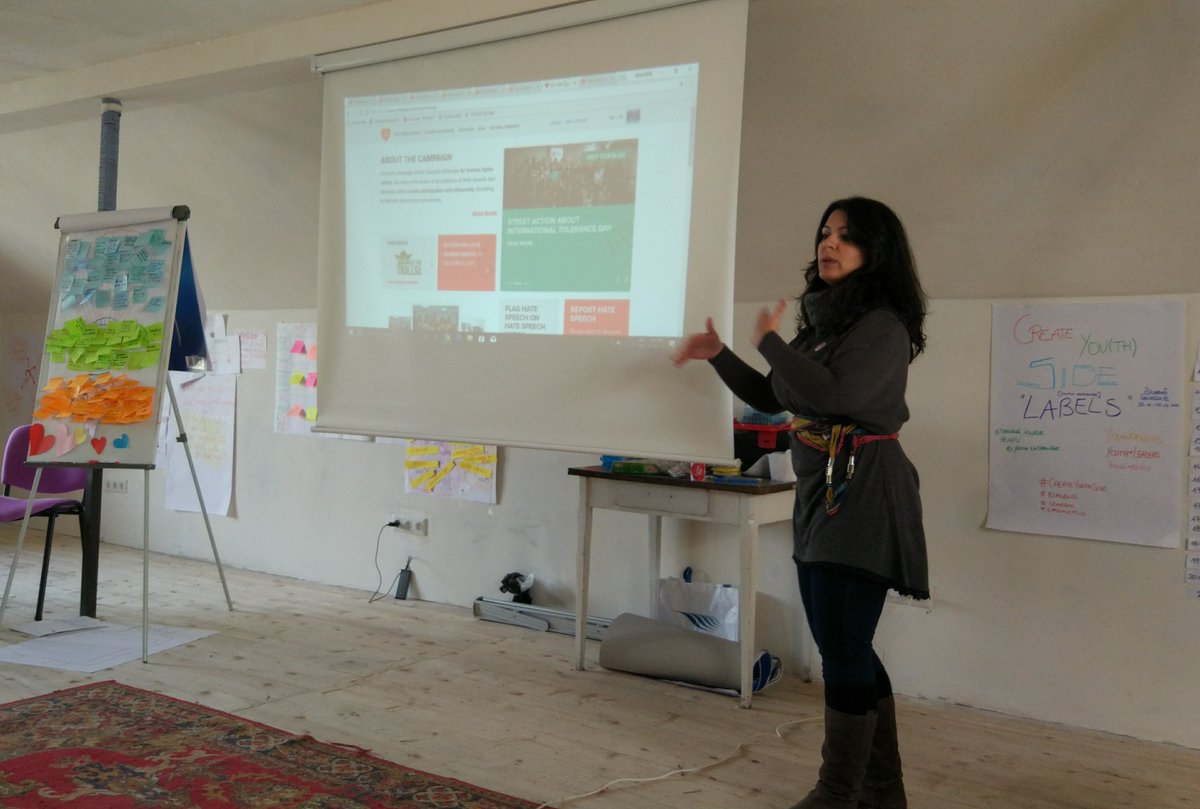 EuroBugInt's tweet photo. @nohate_speech activists @viandantedelsud and @Aiste just presented the Campaign during I session of last day at #CreateYouthSide https://t.co/3JYcTnzbbm