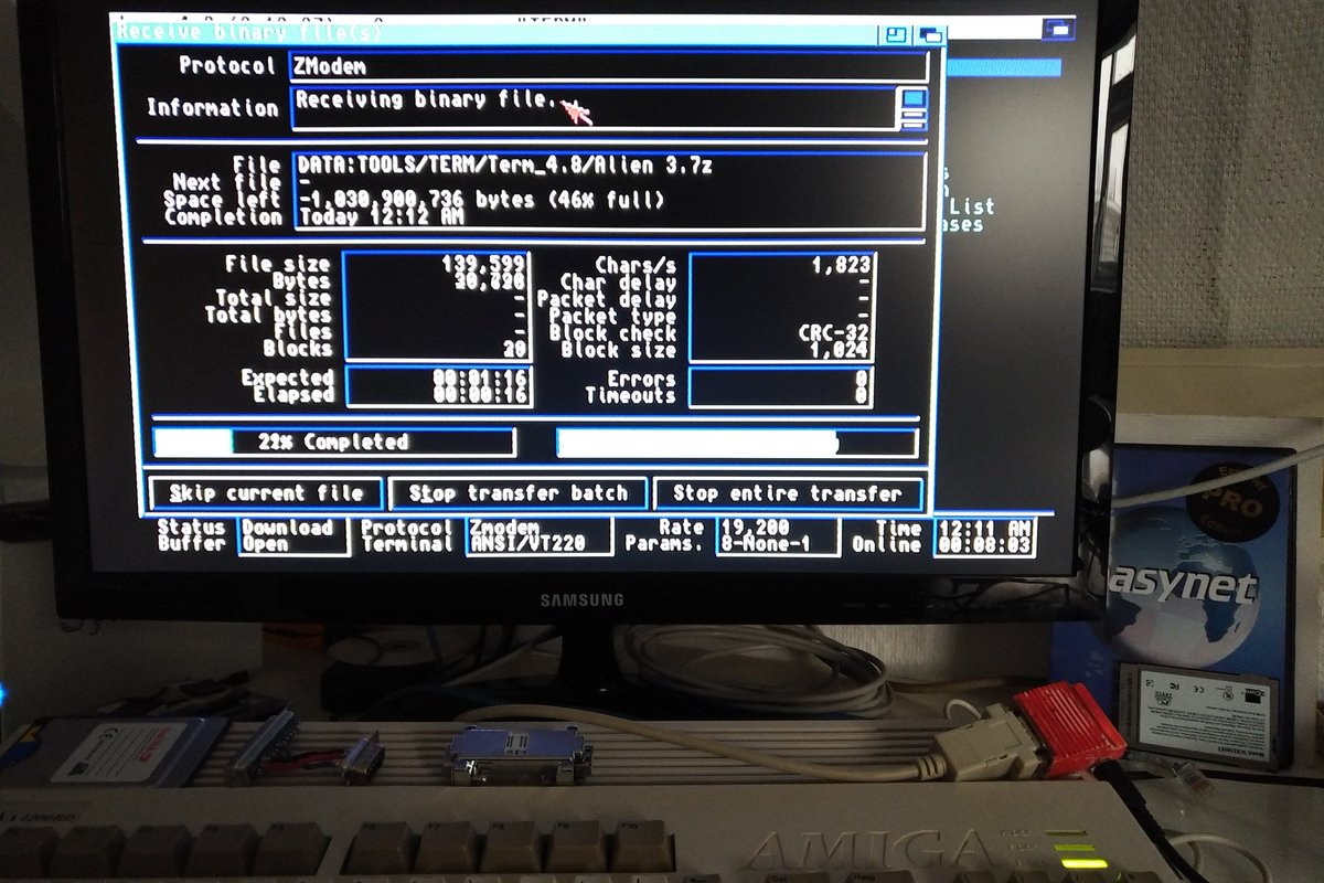 Skateman1972's tweet photo. Boosted that #RetroNET speed to 19200 Baud ! #BBS like a Boss! https://t.co/inWip3BX3c