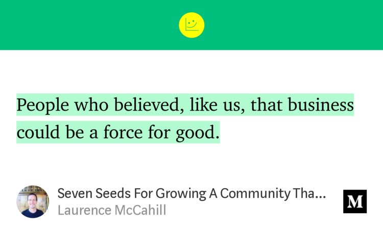 grate4u's tweet photo. „People who believed, like us, that business could be a force for good.“ Seven Seeds For Growing A Community That People Love” by @welovelean #CONƎNT #leadingnaturally #ALIANaropa https://t.co/OWMjxbE8Zx https://t.co/DOoZvNYXqi