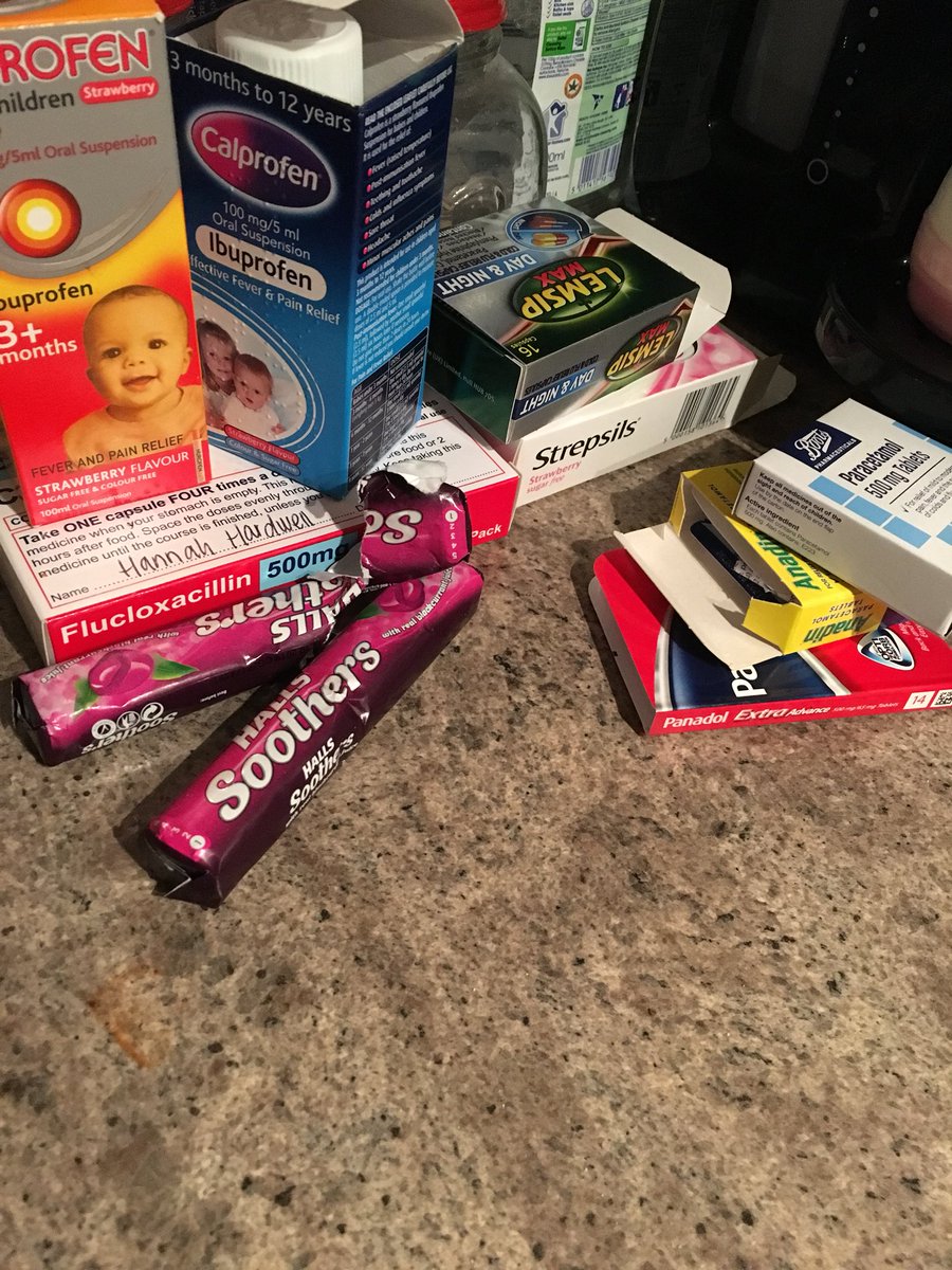 Wrighty444's tweet photo. The poorly house 🏠😷🤧🤒 #BothAsleep #SkyeNeverSleeps #KitchenPharmacy https://t.co/x0Q1lZOnro