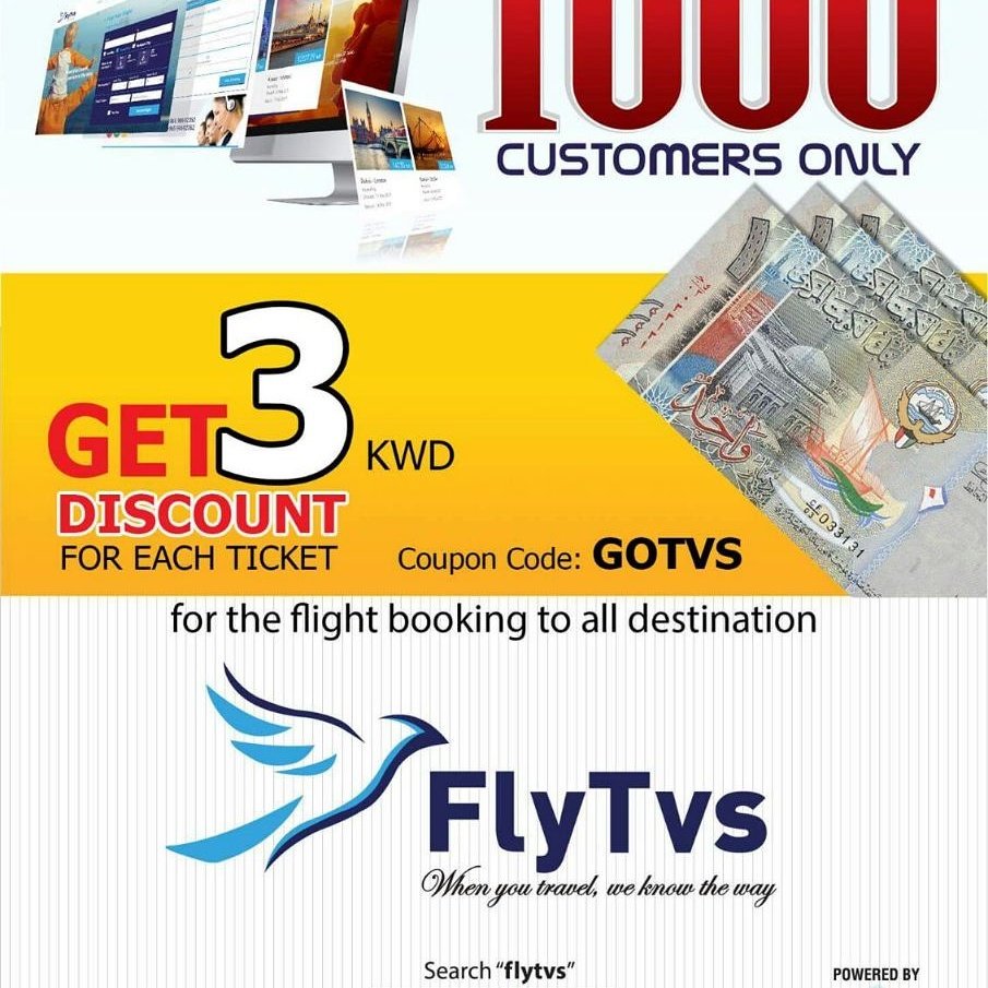 Hurry up ! Don't miss this offer
Book now and get extra 3KWD off
flytvs.com