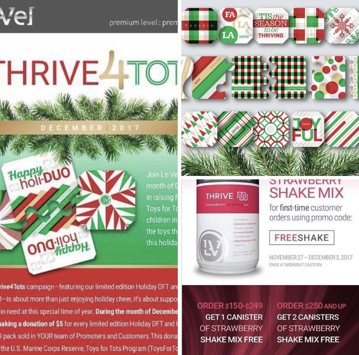 CindyKe67512714's tweet photo. โTis the Season for Thriving and givingโ!
Now is the time for supporting the US MARINE ~ TOYS FOR TOTS! For every HOLIDAY DFT AND DFT DUO you purchase Le-Vel is donating $5! Letโs all do our part and support this great cause!
#THRIVE4TOTS
#LVLIFE
https://t.co/3CqyMseayu https://t.co/EUSr43zTFo