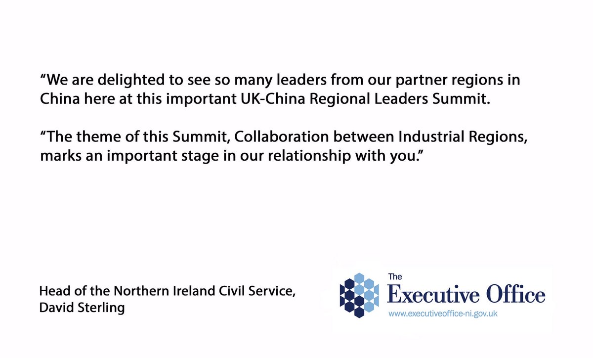 David Sterling, Head of the Northern Ireland Civil Service welcomes Wang Dawei, Vice Governor of Liaoning to NI in his keynote address @BelWaterfront #NIChinaSummit2017