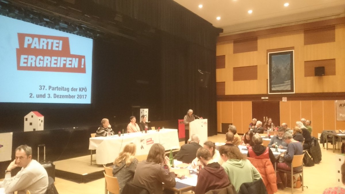 KPOE_EL's tweet photo. Politisches Referat von Bundessprecher Mirko Messner am 37. Parteitag der KPÖ. Hauptinhalt: Die #nrw17 und die Folgen #parteiergreifen #pt37 https://t.co/6a99Pyf4o2