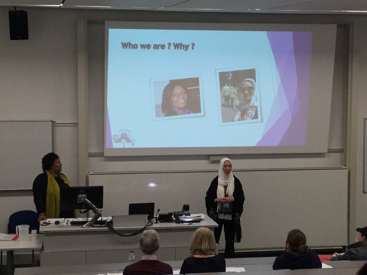 SotonUniLLL's tweet photo. Speakers @sa_amr_ra and Susana are starting off the event by meeting attendees, giving an overview of the day and explaining why talking about and learning about #dementia and #DementiaCare is important. https://t.co/t4k4RAkRB5
