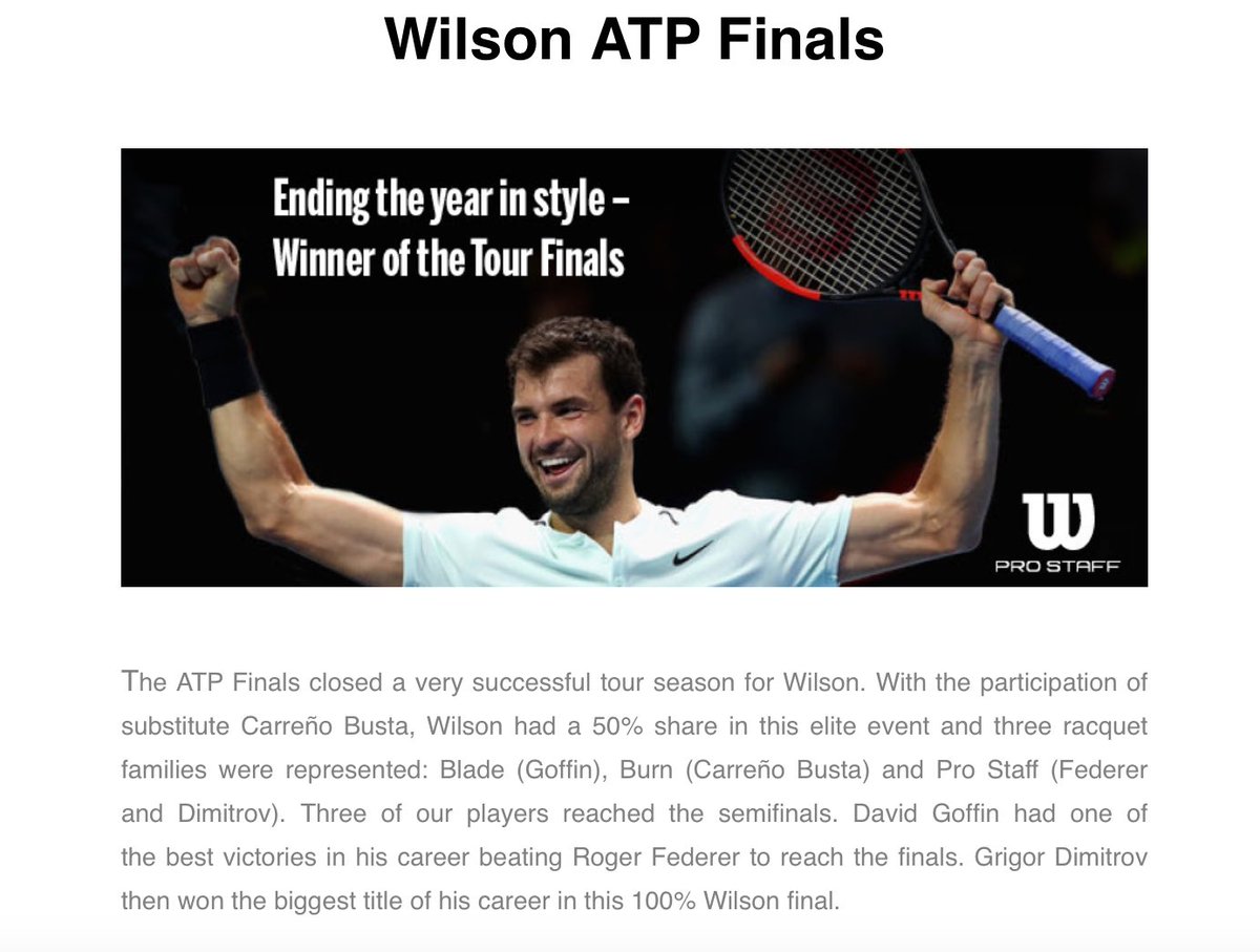TenProGlobaljr's tweet photo. CONGRATS TO OUR SPONSOR WILSON for their successful season and ATP finals 2017!! At our Dutch Bowl tournament in the Netherlands, all our players will get the possibility to test these fantastic rackets! https://t.co/gZgakRW4KG https://t.co/hpbzYLKmwf