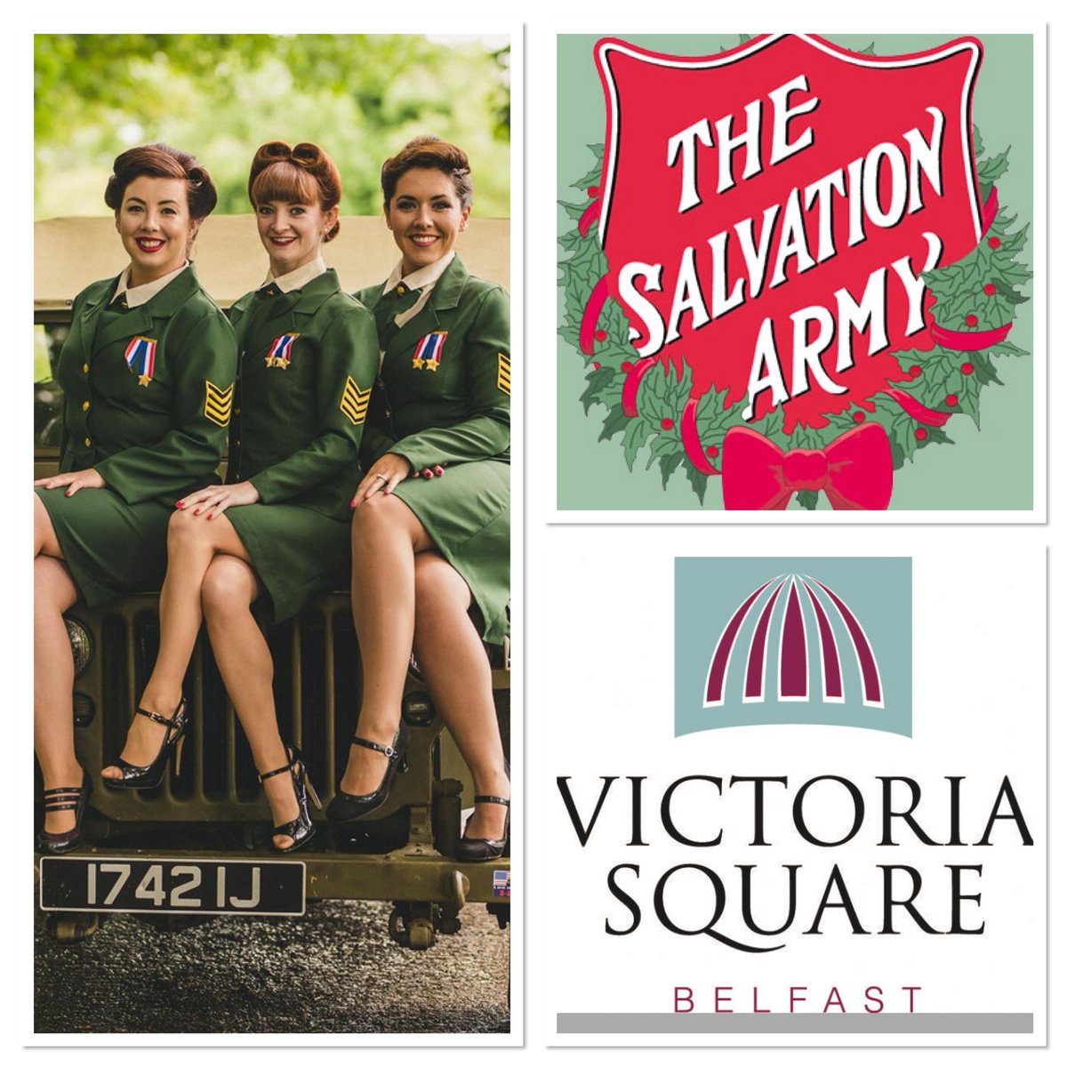 We’re performing <a href="/Victoria_Square/">Victoria Square</a> 5:30-6:30pm on Monday and raising money for <a href="/salvationarmyuk/">The Salvation Army</a> Hope to see you there! 💋 #singers #belfast #vintage #harmonies #gig #belfastgig