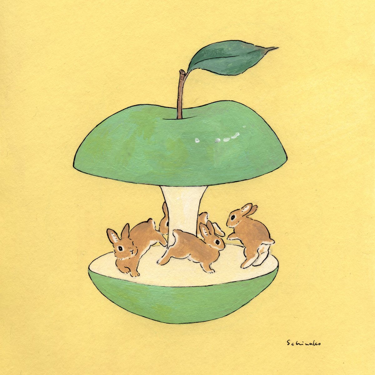 Schinako Moriyama Illustrator メリーゴーランド風 イラスト うさぎ