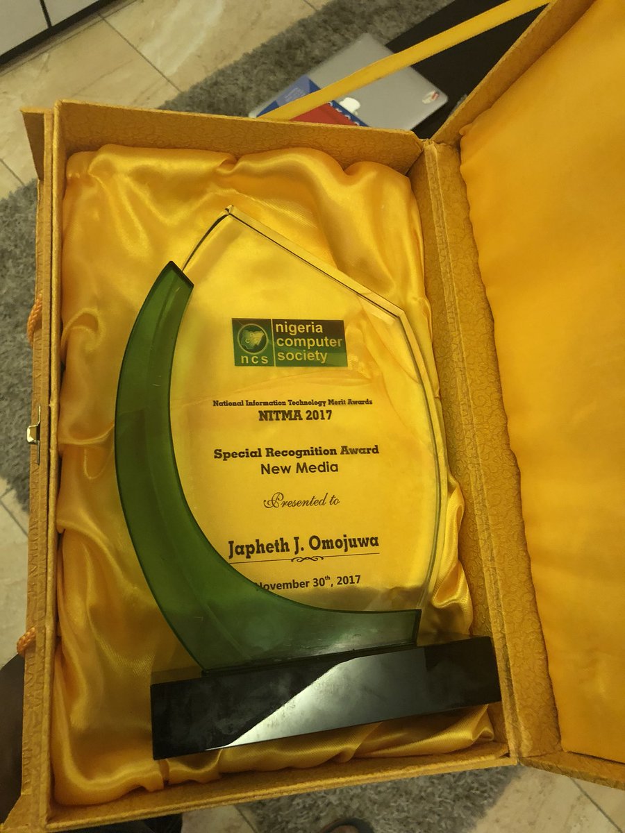 Omojuwa's tweet image. Thank you to the Nigeria Computer Society. This is for Oreoluwa Gloria Omojuwa. God bless everyone who’s ever offered me a platform and everyone who’s ever put in a good word.