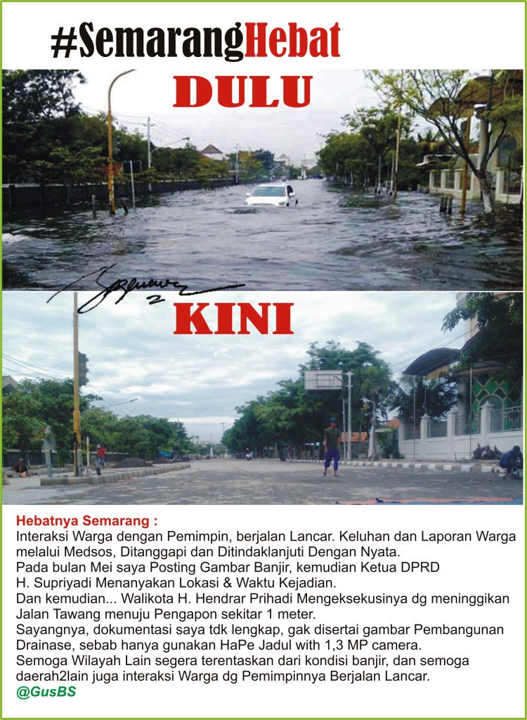 GusBS's tweet photo. Hebatnya Semarang :
Pada bulan Mei saya Posting https://t.co/KYrWnN5Z49, kemudian Ketua DPRD @SupriyadiSRG Menanyakan Lokasi &amp; Waktu Kejadian.
Dan kemudian... Walikota @hendrarprihadi Mengeksekusinya dg meninggikan Jalan Tawang menuju Pengapon sekitar 1 meter.
Matur Sembah Nuwun https://t.co/Kpz78YTcbB
