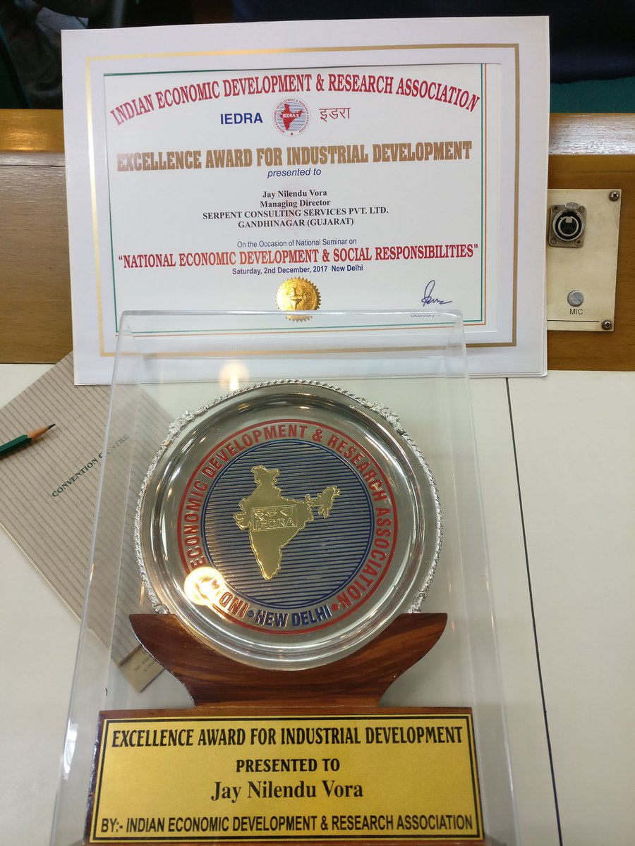 jaynvora's tweet photo. #SerpentCS bags a national award excellence for industrial development, for the contribution towards the Indian economy, development and social responsibilities. #iedra congrats everyone who has been supporting us by all means.@Serpent_CS https://t.co/SNtyFv9ozv