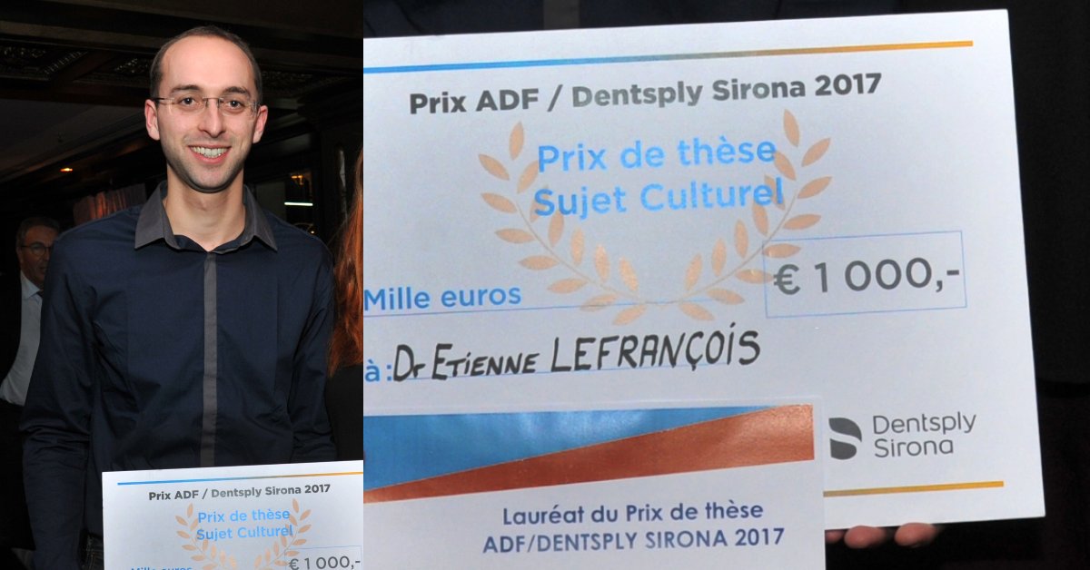 adfasso's tweet photo. @marcomzv 👏🏻Etienne LEFRANÇOIS - #Prix #Thèse sujet #Culturel ADF/Dentsply Sirona pour son travail "Gestion des #pathologies générales des #patients au cabinet #dentaire : mise en place d'une plateforme à disposition des chirurgiens-#dentistes" #ADF2017 https://t.co/J9fEcbyHcl