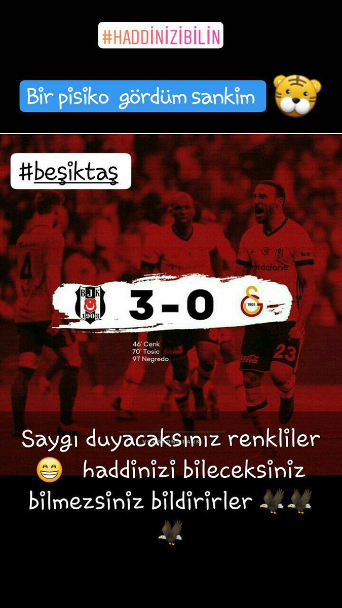RESULAKTRKaff's tweet photo. #Beşiktaş'K  
#GS #renkliler  #yakın #passolligleri  😁😁😁
#alayınızabeşiktaş https://t.co/iGe9Tdmtgg