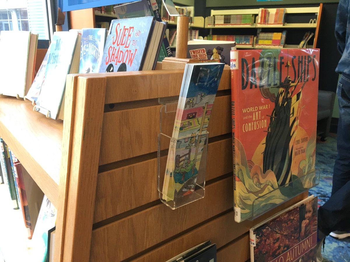 juneroh's tweet photo. Allen public library made bookmarks featuring my daughter’s artwork,  celebrating its 50th anniversary. https://t.co/uFqJYia6De